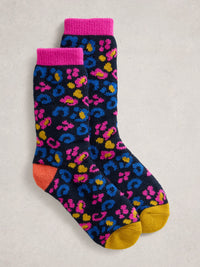 An image of the White Stuff Leopard Camo Cabin Socks