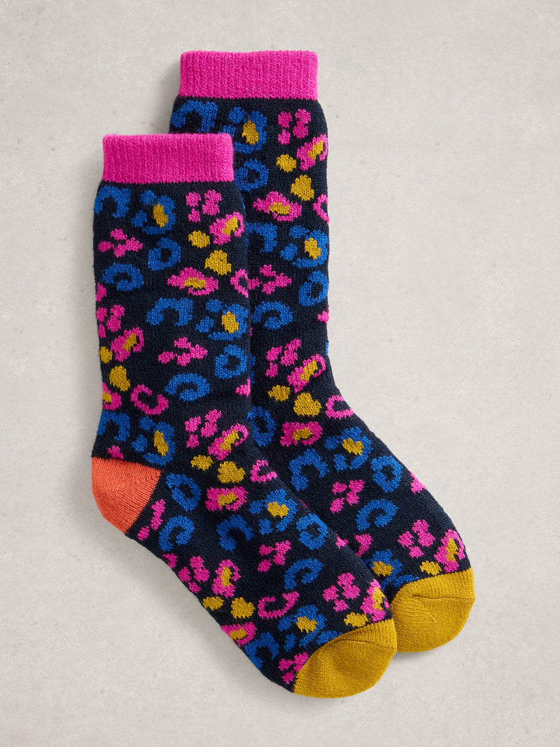 An image of the White Stuff Leopard Camo Cabin Socks