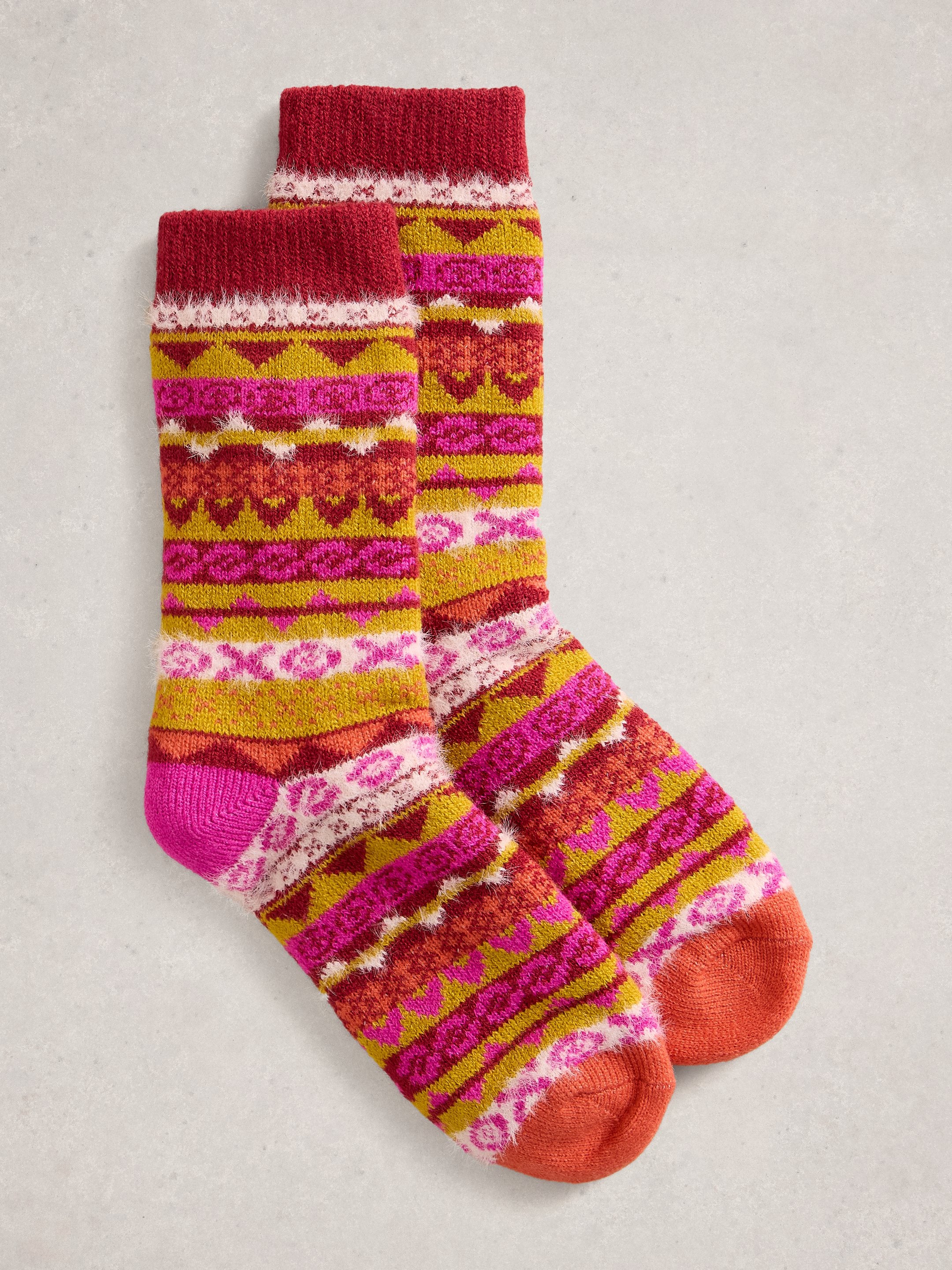 An image of the White Stuff Pop Fairisle Cabin Socks