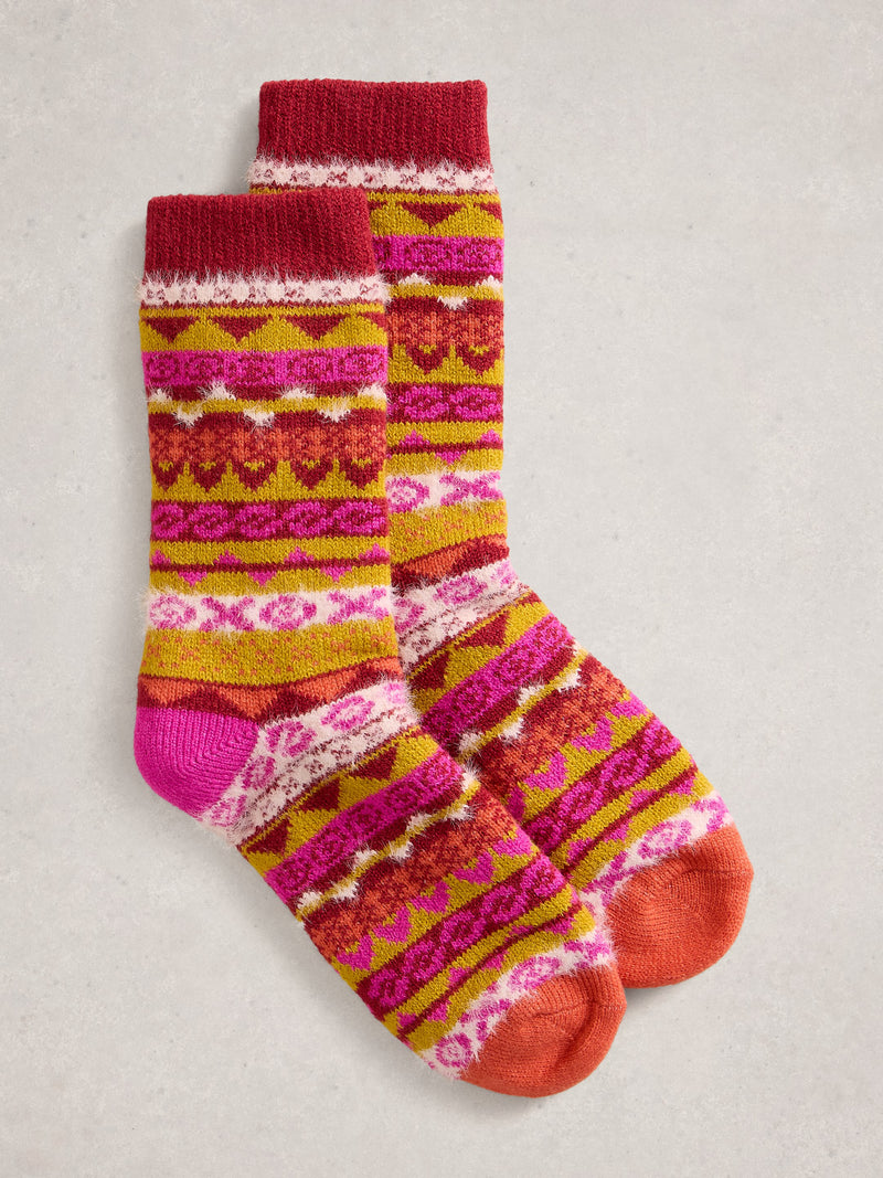 An image of the White Stuff Pop Fairisle Cabin Socks