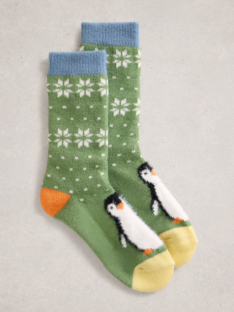 An image of the White Stuff Fluffy Penguin Cabin Socks