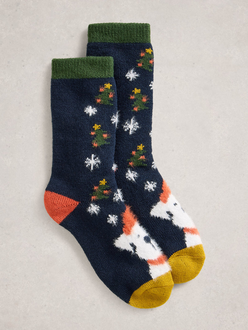 An image of the White Stuff Christmas Dog Cabin Socks