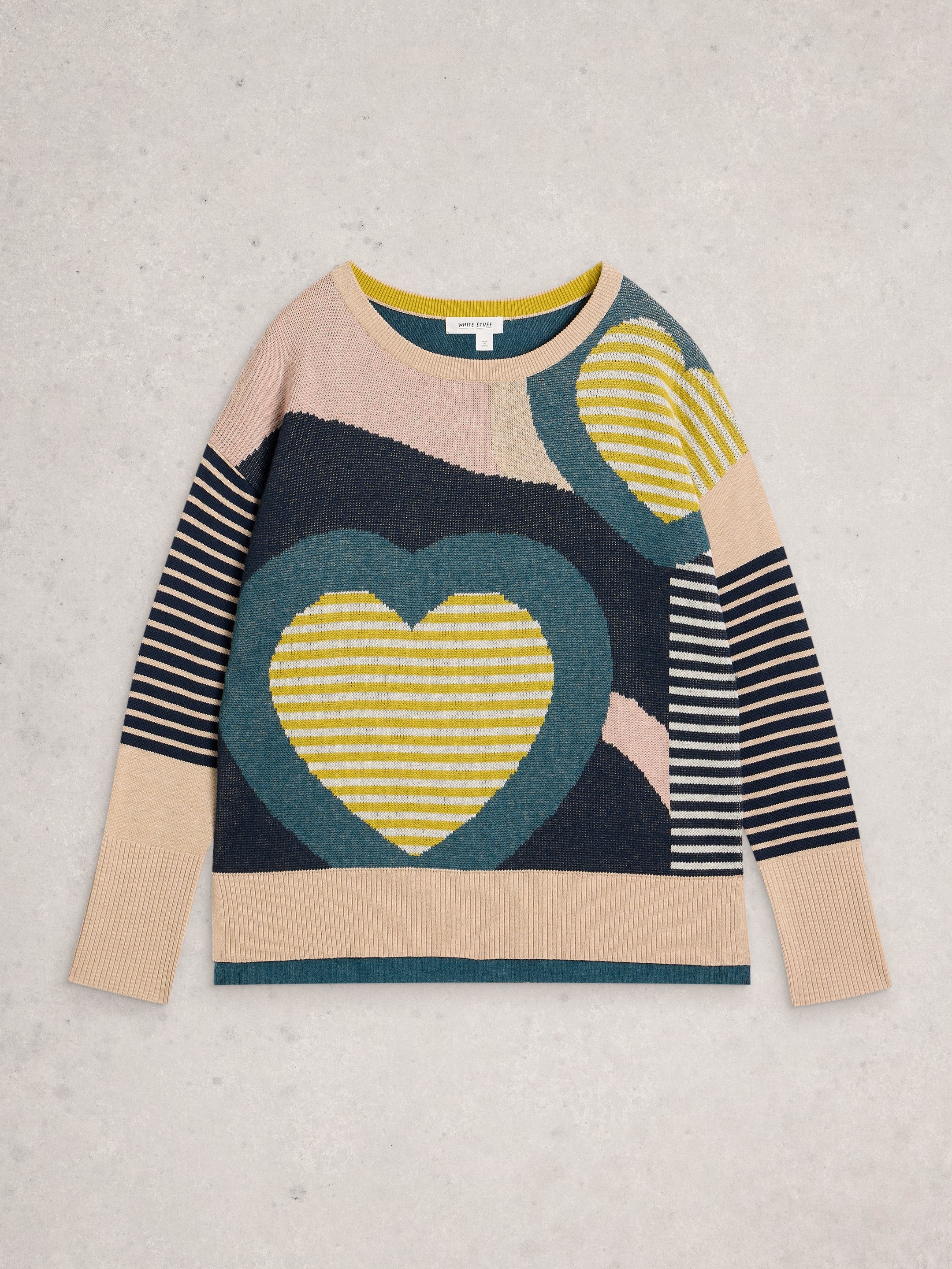 An image of the White Stuff Olive Heart Jumper