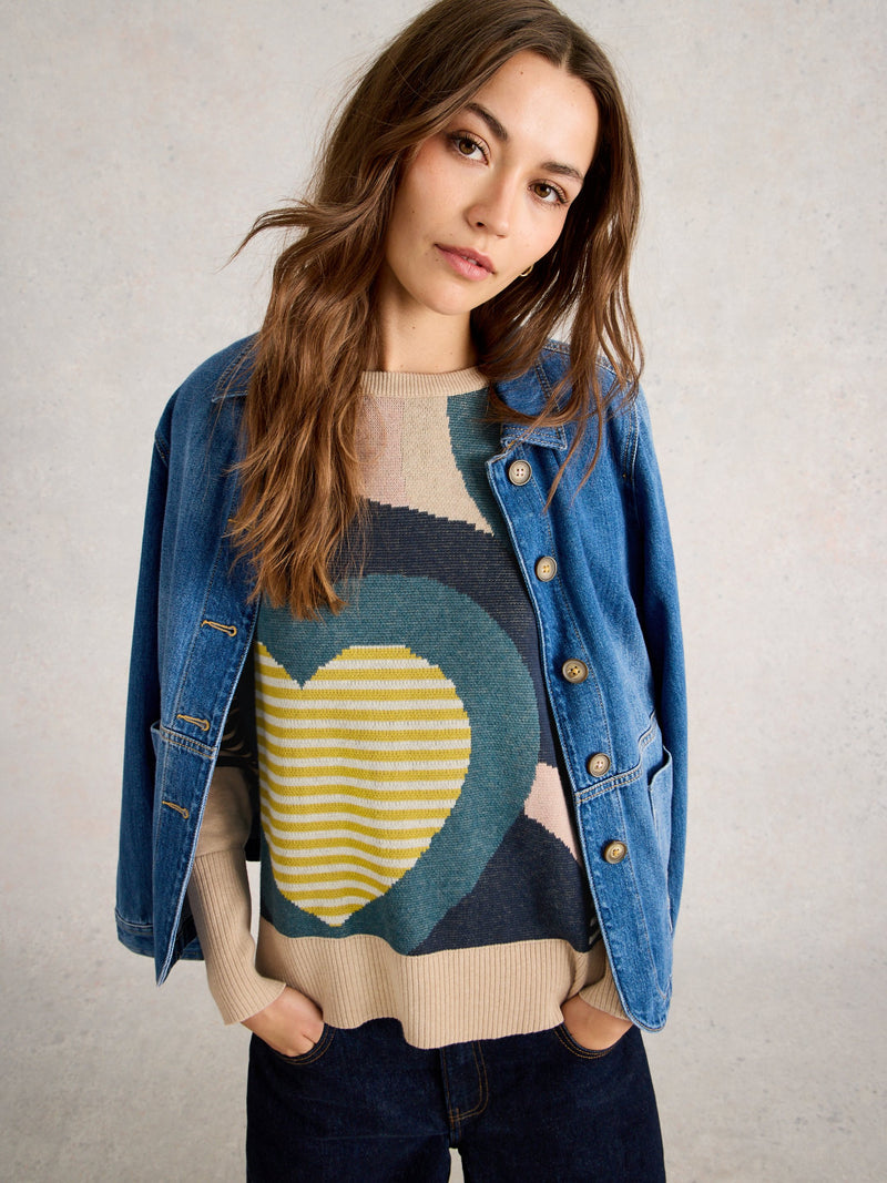 An image of the White Stuff Olive Heart Jumper