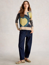 An image of the White Stuff Olive Heart Jumper