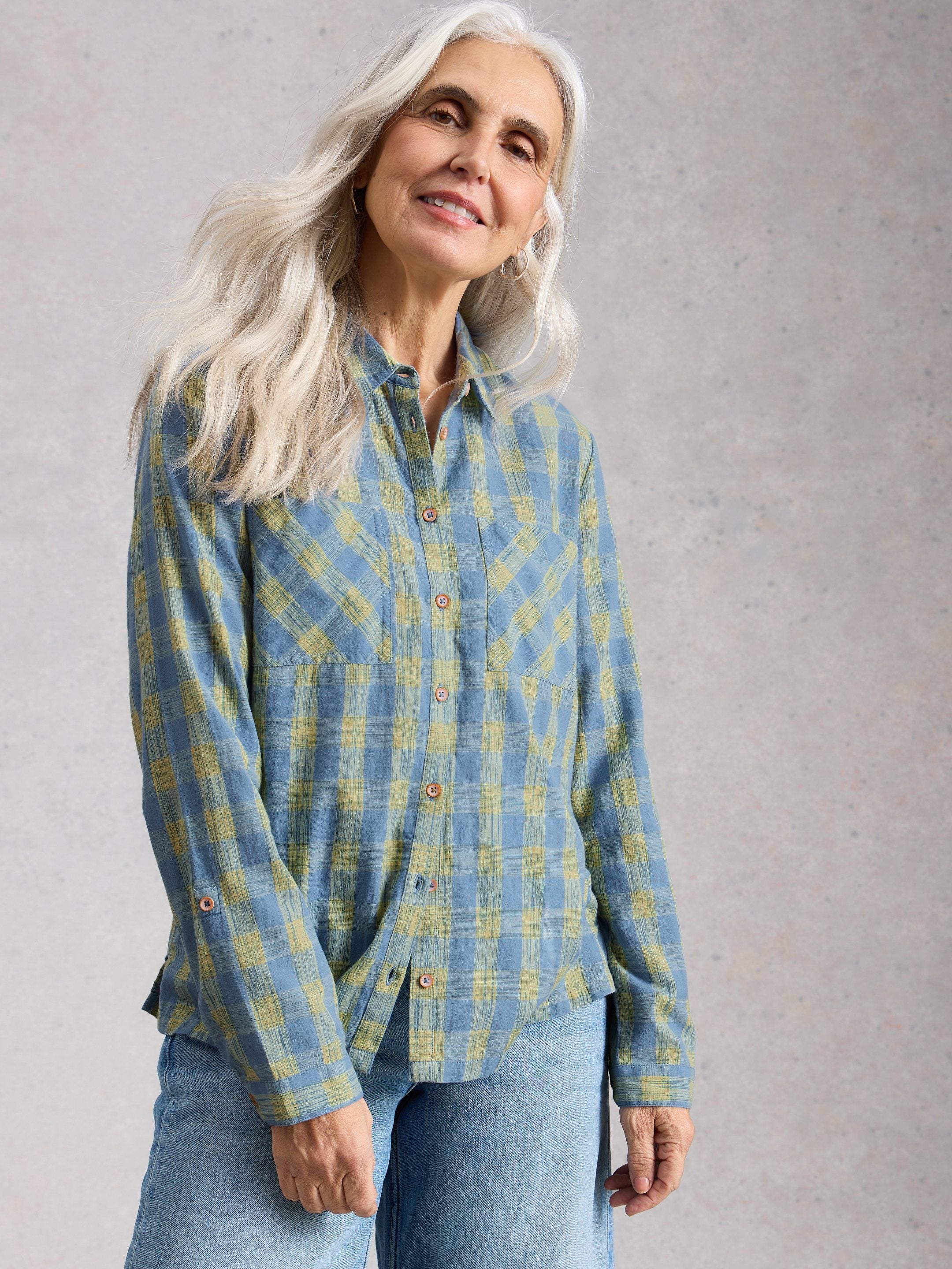 An image of the White Stuff Sophie Organic Check Shirt