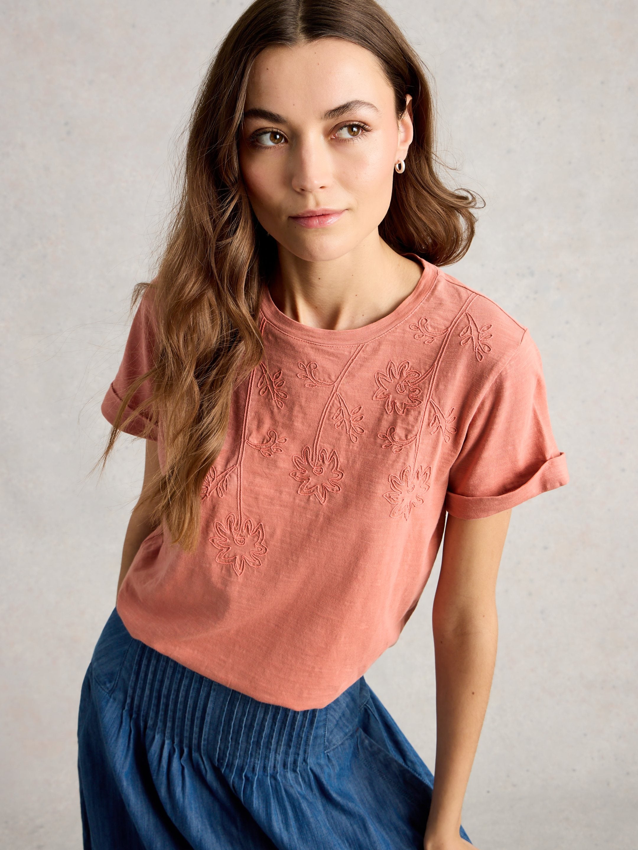 An image of the White Stuff Gina Embroidered Tee