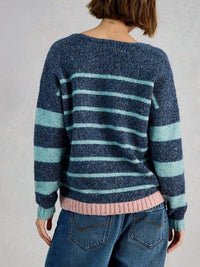 An image of the White Stuff Tamara Stripe Texture V-Neck Jumper