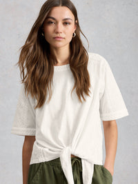 An image of the White Stuff Embroidered Tie Hem Top