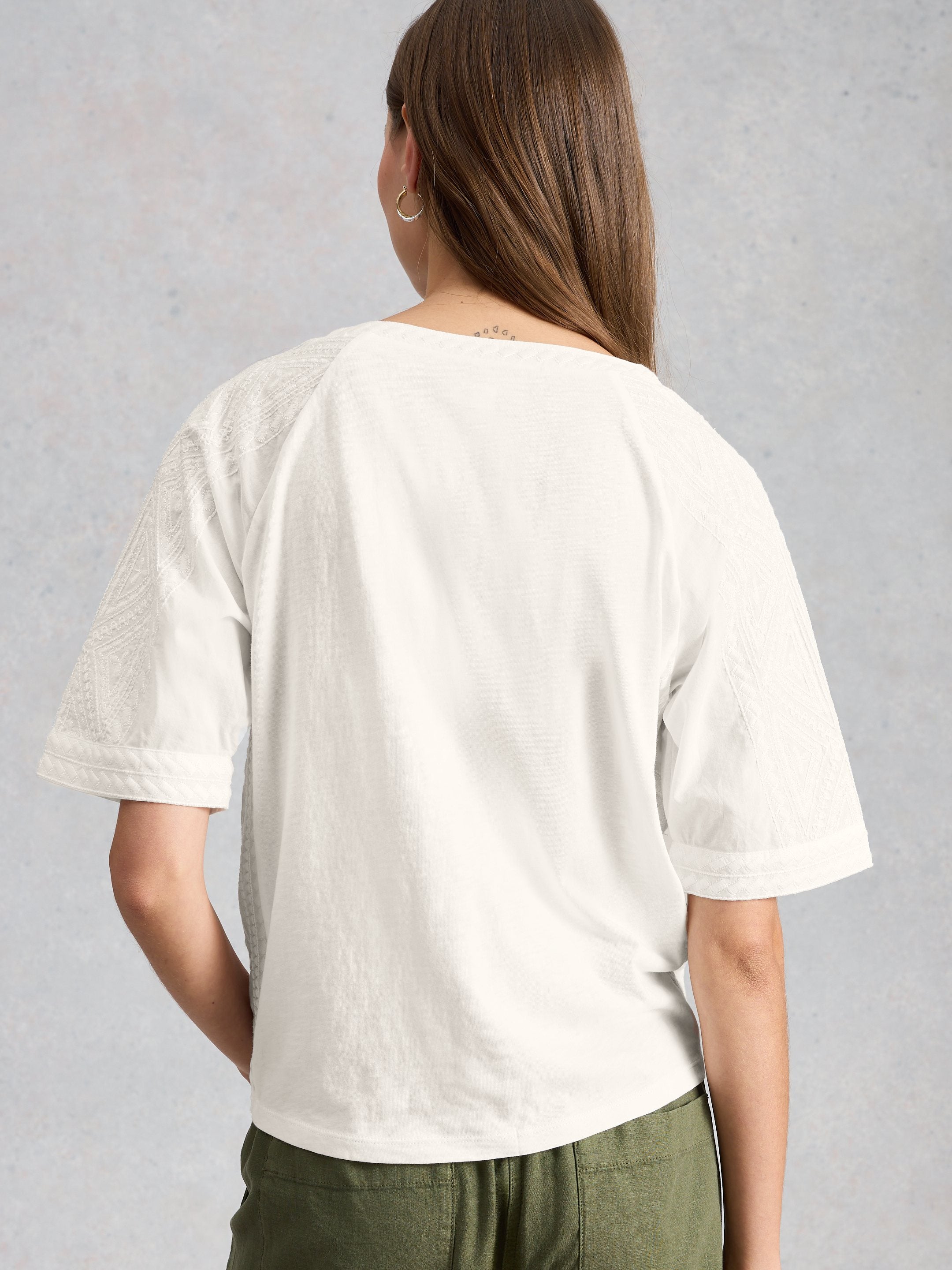 An image of the White Stuff Embroidered Tie Hem Top