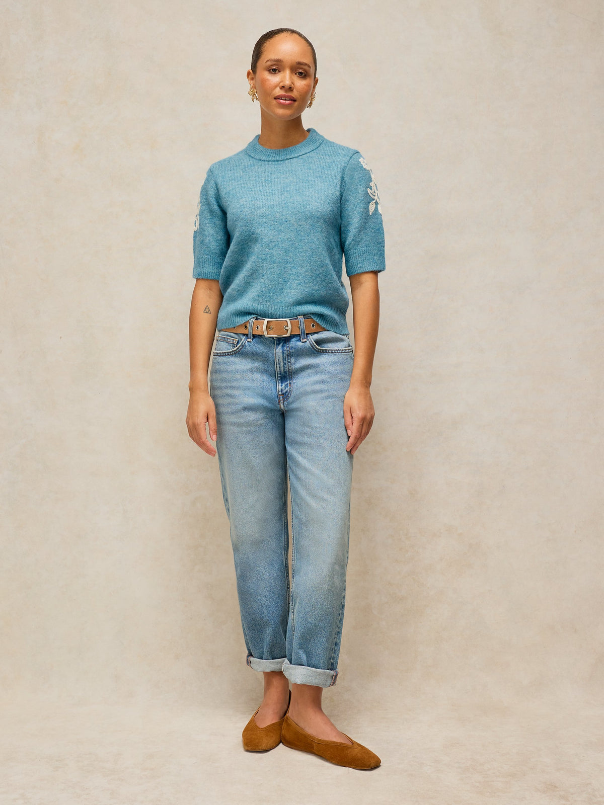 Knitted Embroidered Tee