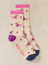 Fluffy Sausage Dog Ankle Sock