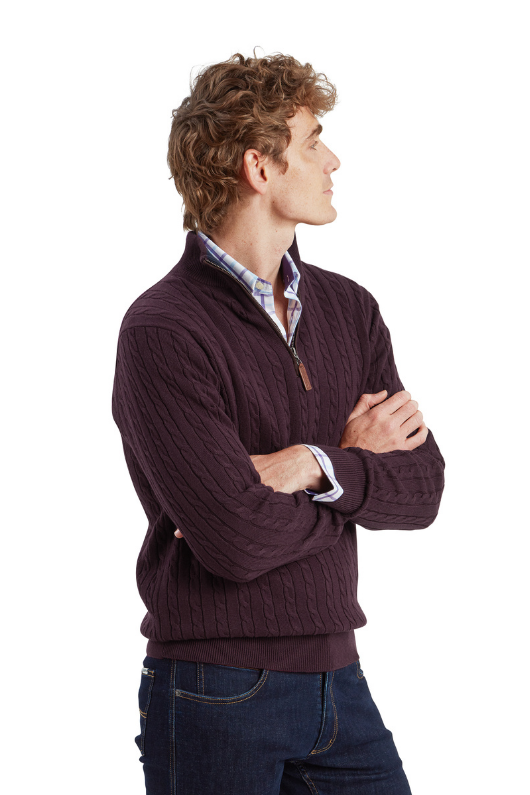 An image of the Schoffel Calton Cotton Cashmere Cable 1/4 Zip Jumper