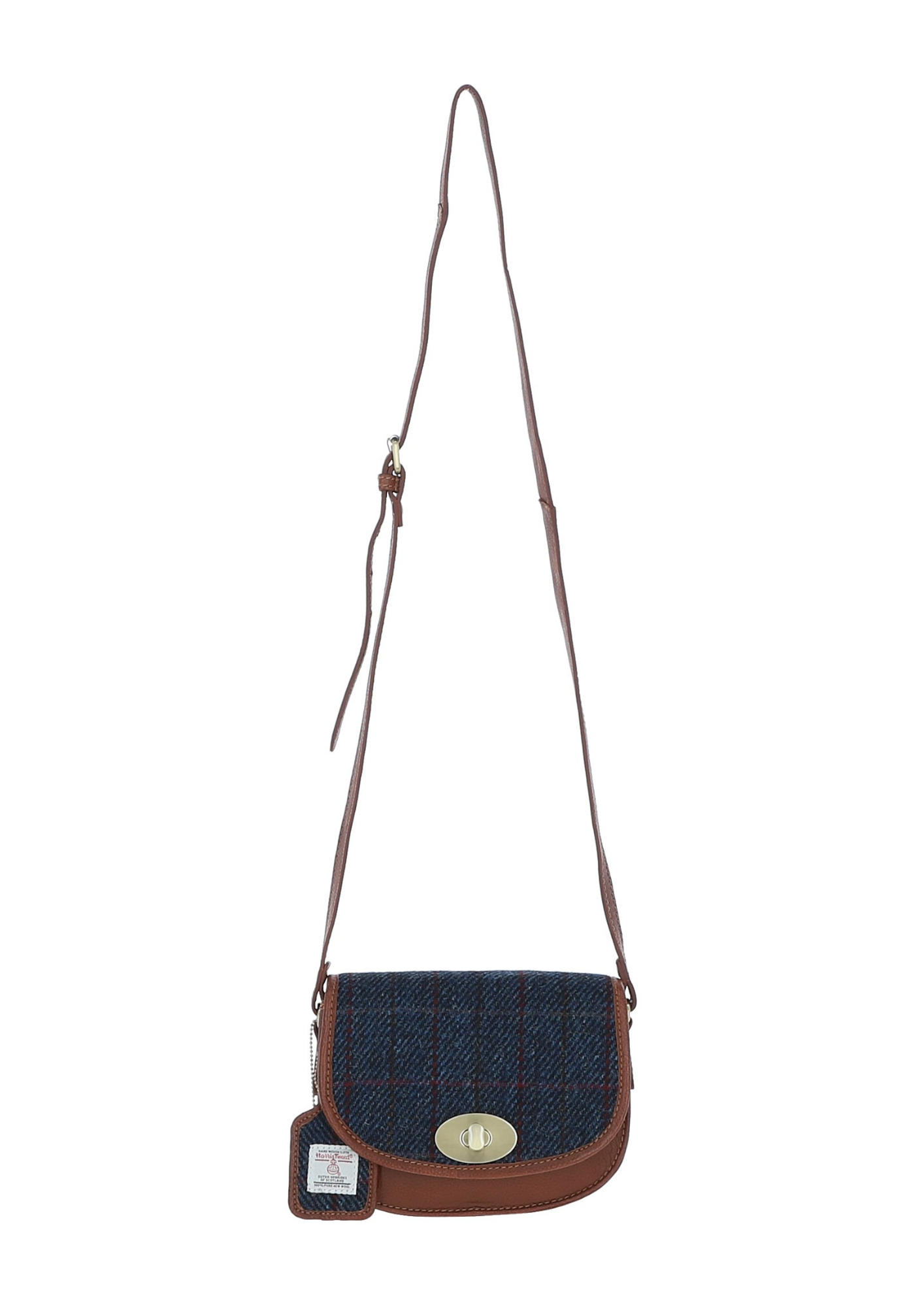 An image of the Ashwood Leather Ashwood Leather x Harris Tweed Saddle Crossbody Bag with Twist Lock