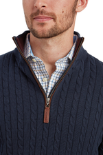 An image of the Schoffel Calton Cotton Cashmere Cable 1/4 Zip Jumper