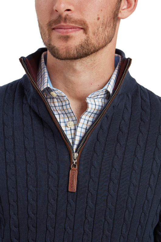 An image of the Schoffel Calton Cotton Cashmere Cable 1/4 Zip Jumper