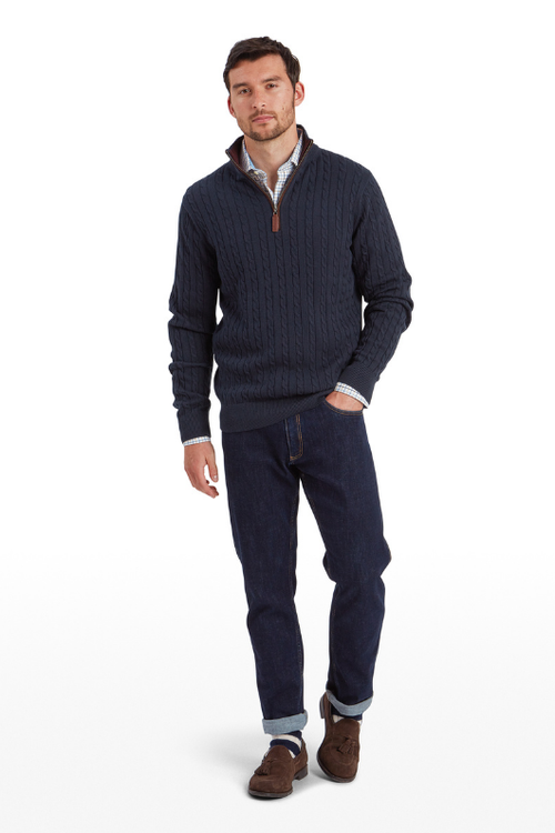 An image of the Schoffel Calton Cotton Cashmere Cable 1/4 Zip Jumper