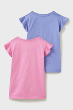 An image of the Crew Clothing 2 Pack Kid's T-Shirts in the colour Pink & Purple.
