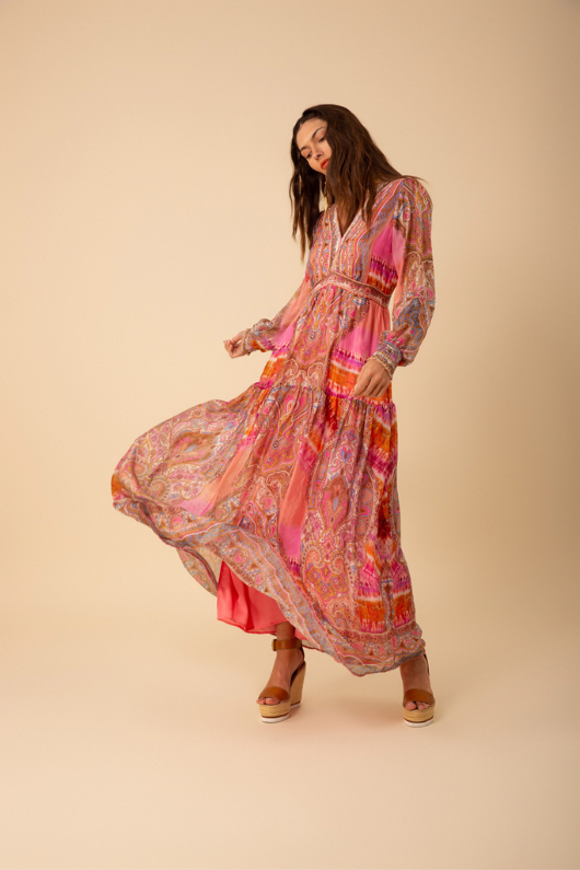 An image of the Hale Bob Allison Chiffon Maxi Dress