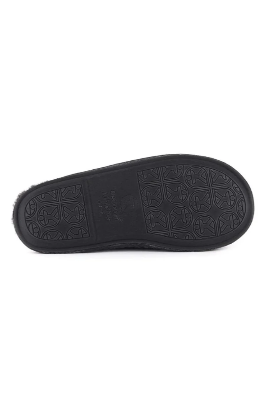 An image of the Bedroom Athletics William Harris Tweed Mule Slippers in the colour grey/black.