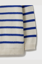 An image of the Crew Clothing Stripe Half-Zip Knit Jumper in the colour Navy White.