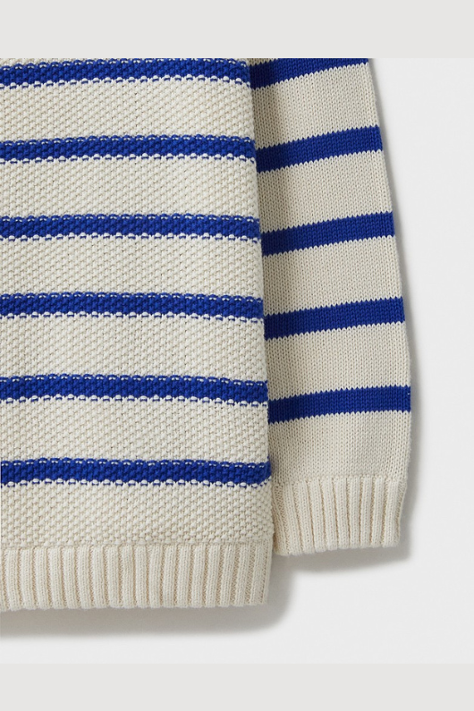 An image of the Crew Clothing Stripe 1/2 Zip Knit Jumper