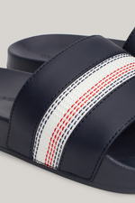 An image of the Tommy Hilfiger Global Stripe Topstitch Pool Slides