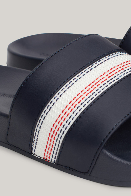 An image of the Tommy Hilfiger Global Stripe Topstitch Pool Slides