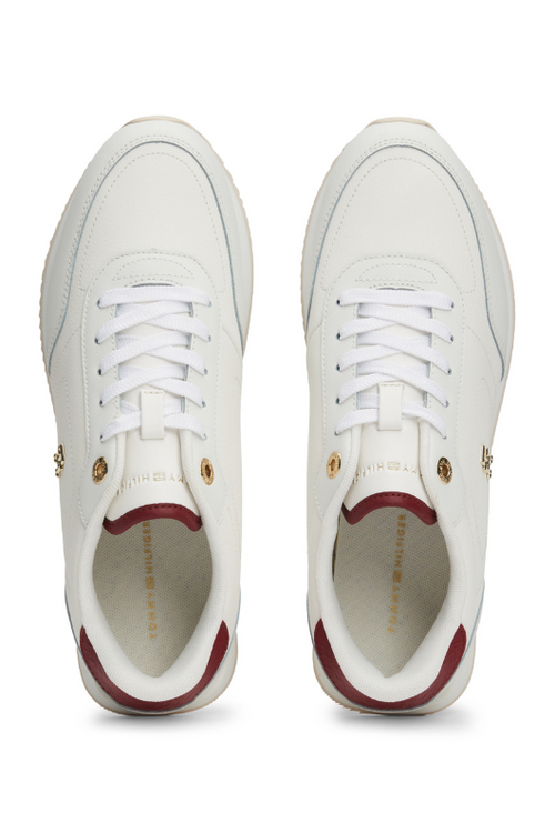 An image of the Tommy Hilfiger Essential Mixed Texture Panel Trainers in the colour Ancient White.
