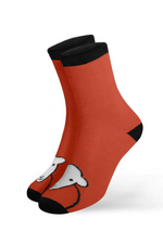 An image of The Herdy Company Herdy 'Hello' Socks in red.