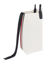 An image of the Tommy Hilfiger Iconic Tommy Perforated Tote in the colour Ecru.