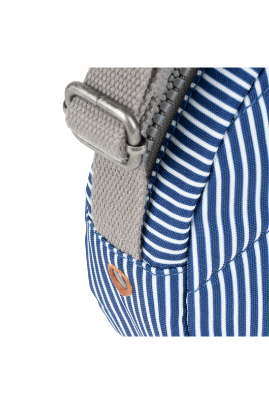 An image of the Roka London Paddington B Hickory Stripe Recycled Canvas Crossbody Bag.