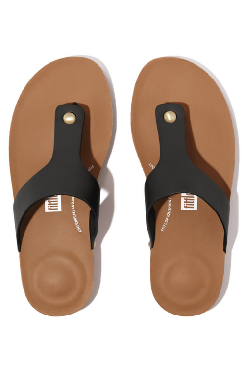 An image of the Fitflop iQushion Leather Toe Post Sandal