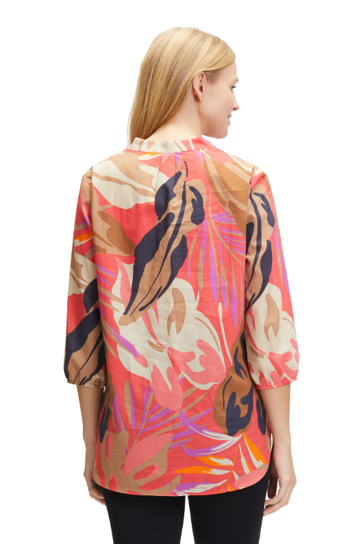 An image of the Betty Barclay Leaf Print Tunic-Style Blouse