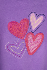 An image of the Crew Clothing Heart Crochet Long Sleeve T-Shirt in the colour Purple.
