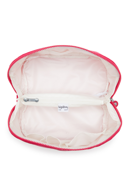 Kipling Mirko M Toiletry Bag with confetti pink design, zip closure and round Kipling logo