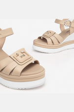 An image of the Nero Giardini Leather Wedged Sandals