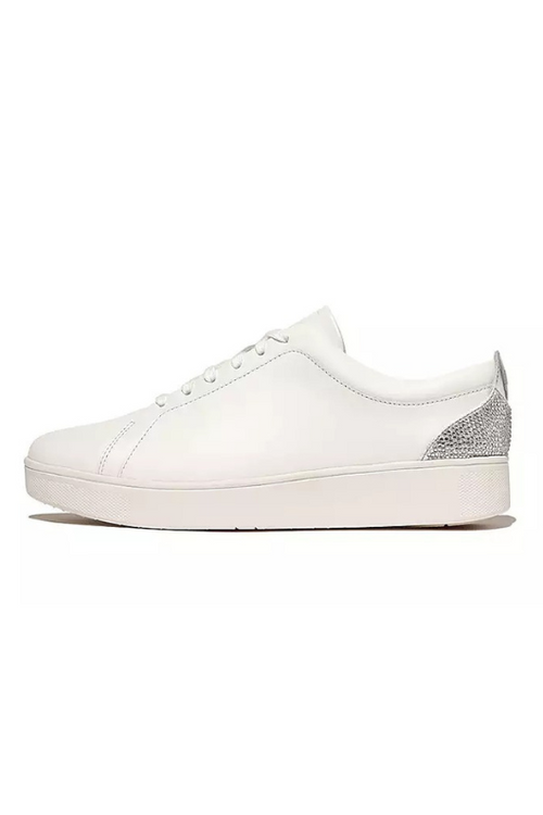 An image of the Fitflop Rally Crystal-Backtab Leather Trainers