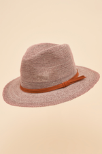 Powder Natalie Hat. A chic cotton & polyester hat in a light purple plum colour with an orange band