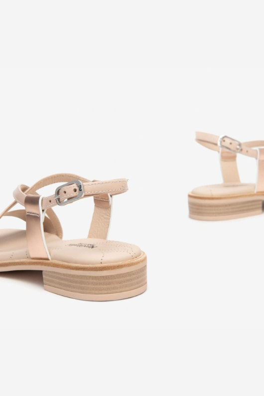 An image of the Nero Giardini Flat Leather Sandals in the colour White.