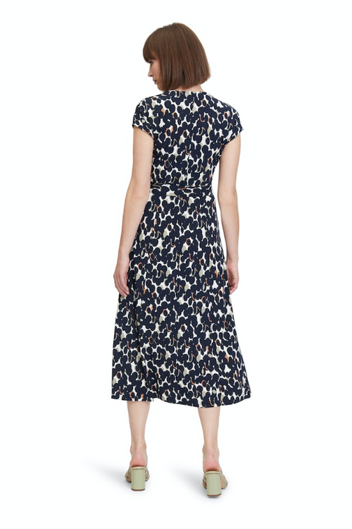 An image of the Betty Barclay Cross Over Dress with eye-catching print design.