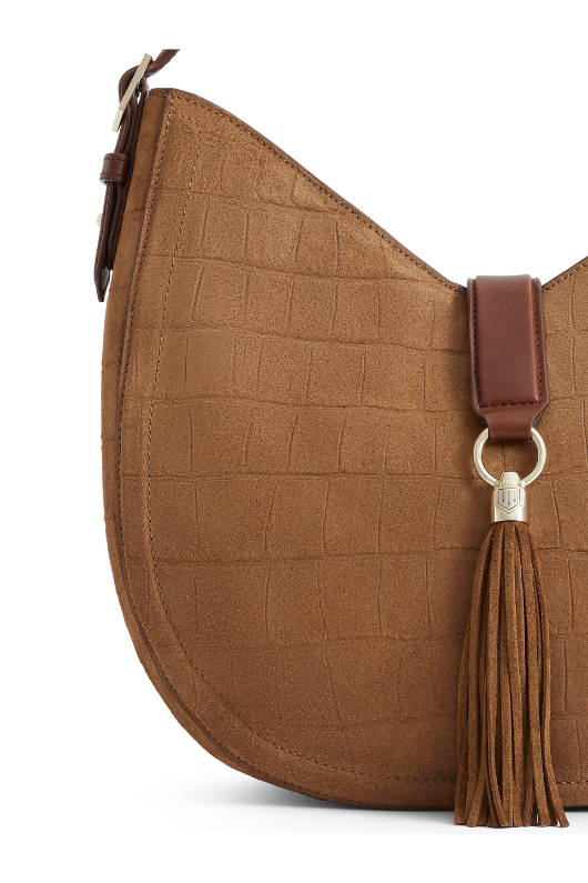 An image of the Fairfax & Favor Langham Hobo Bag in the colour Tan Croc.