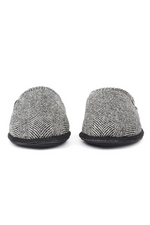 An image of the Bedroom Athletics Harris Tweed Mule slippers in black/white herringbone.