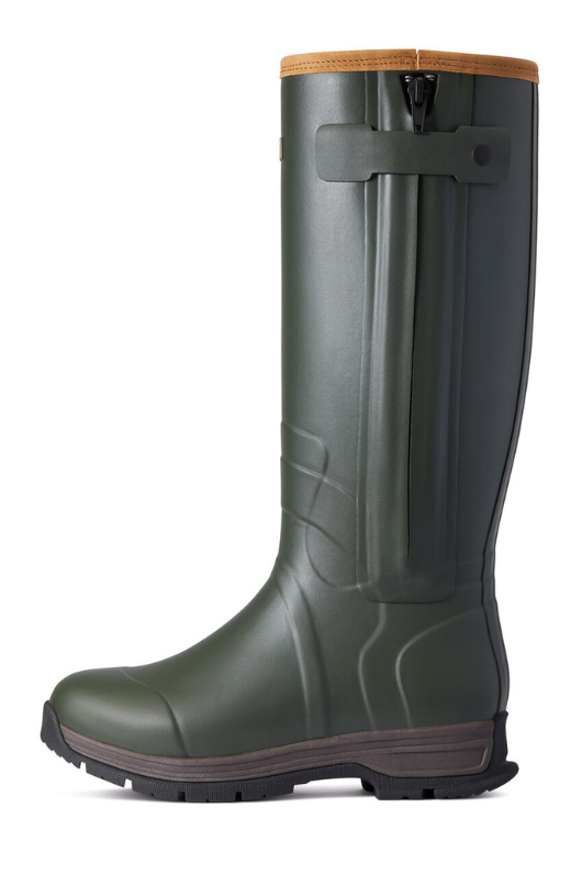 An image of the Ariat Burford Insulated Zip Rubber Boot in the colour Olive.