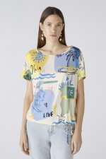 An image of the Oui Multi Print Short Sleeve Blouse
