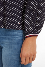 An image of the Tommy Hilfiger Polka Dot V Blouse