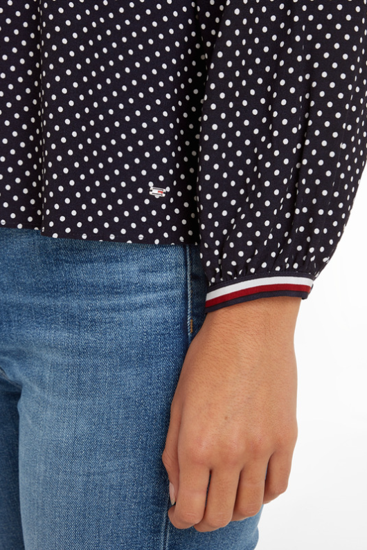 An image of the Tommy Hilfiger Polka Dot V Blouse