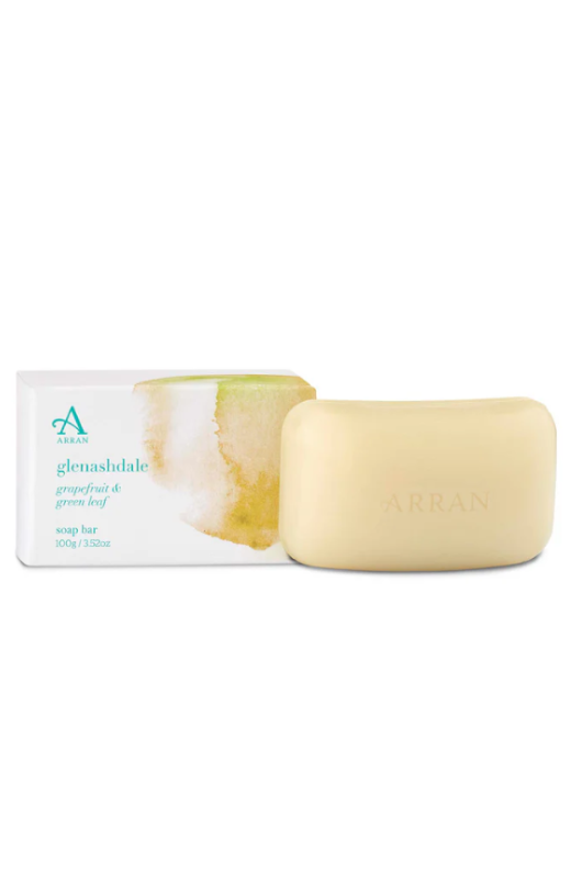 An image of the ARRAN Sense of Scotland Glenashdale Grapefruit Boxed Saddle Soap 100g.