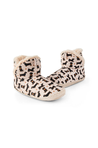 An image of the Bedroom Athletics Lily All Over Dog Print Slipper Boot