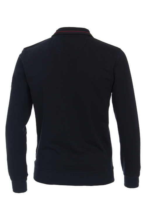 Casa Moda 1/2 Zip Sweatshirt. A navy sweatshirt with long sleeves, high collar, 1/2 zip closure, and Casa Moda logo.